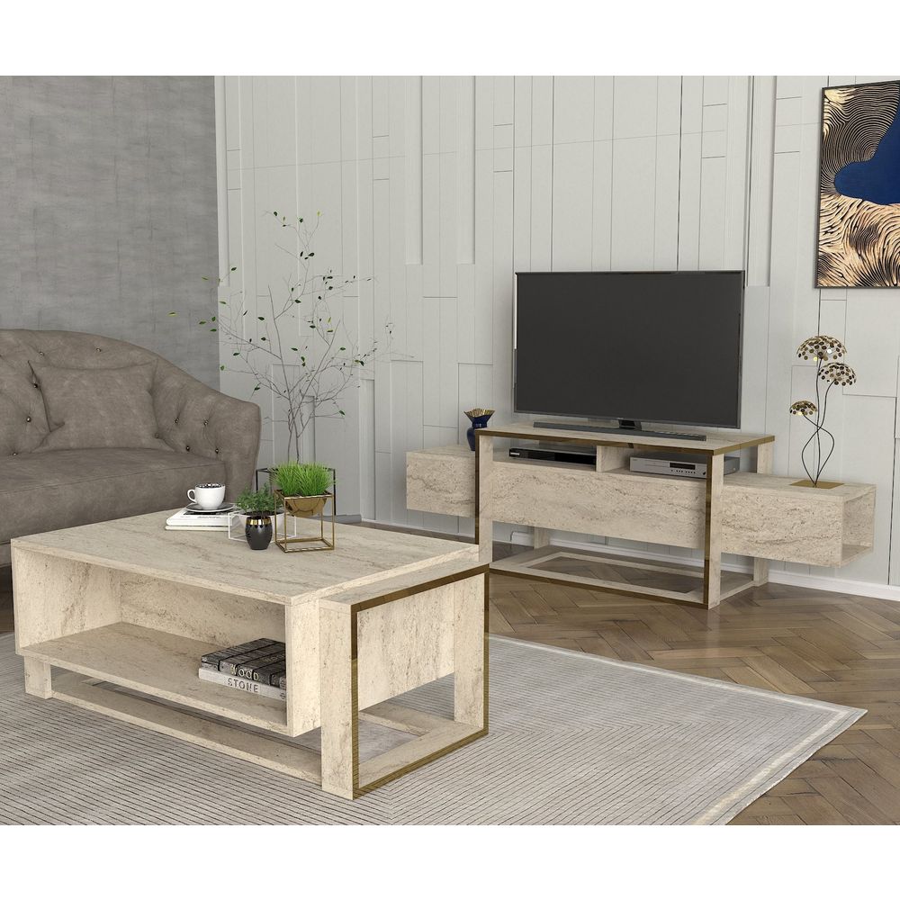 TV Stalak Bianco u Boji Travertina slika 4