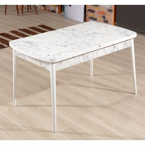 Carrara - Produživi Sto za Jelo u Bijeloj i Sivoj Boji