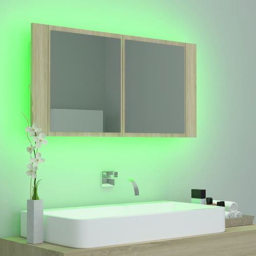 LED kupaonski ormarić s ogledalom boja hrasta 90 x 12 x 45 cm slika 13