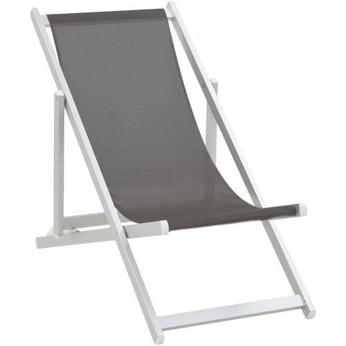 Sklopive stolice za plažu od aluminija i tekstilena 2 kom sive slika 2