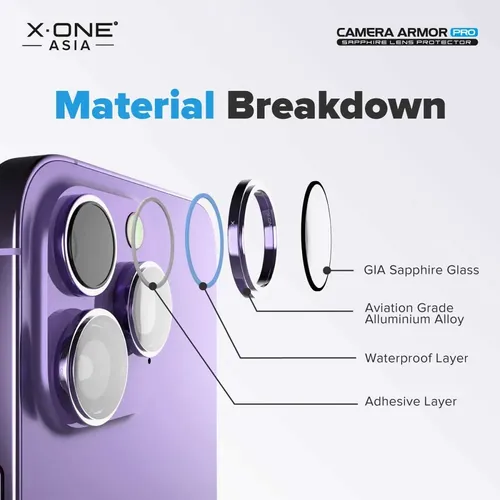 X-ONE safirno staklo za objektiv kamere Camera Armor Pro – za iPhone 15 /15 Plus srebrno slika 4