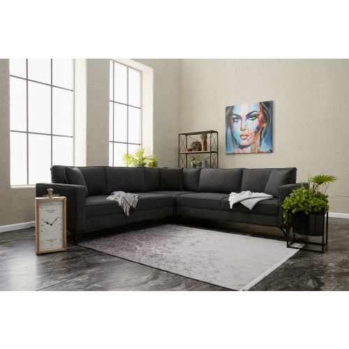 Atelier Del Sofa Kutna garnitura, Antracit Crno, Berlin - Anthracite, Black slika 2