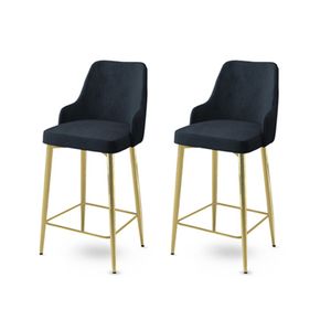Enox - Antracit, Zlatni Antracit Bar Stolac Set (2 Komada)