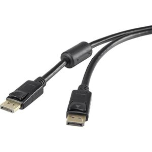 Renkforce DisplayPort priključni kabel DisplayPort utikač, DisplayPort utikač 3.00 m crna RF-4212204 pozlaćeni kontakti, s feritnom jezgrom DisplayPort kabel