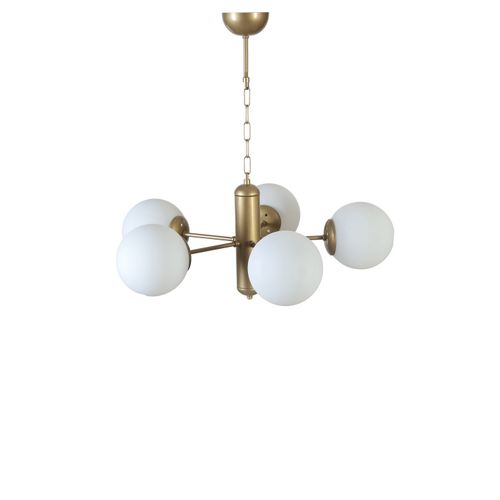 Bankok 5 Li Eskitme Beyaz Camlı Avize White
Gold Chandelier slika 4