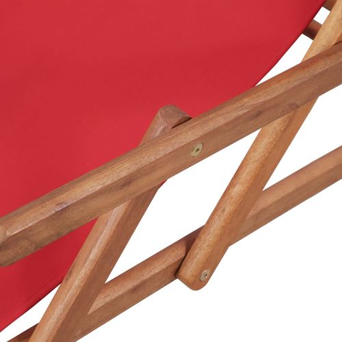Sklopiva ležaljka za plažu od tkanine s drvenim okvirom crvena slika 15
