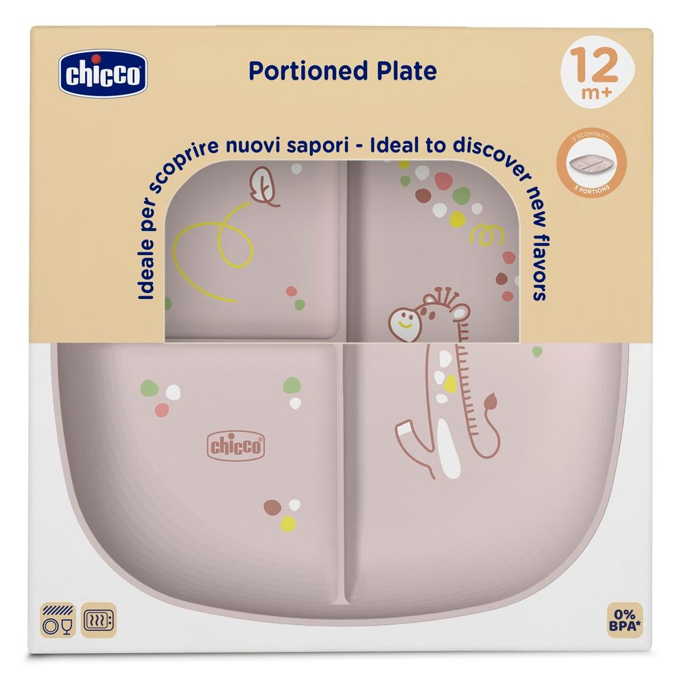 Chicco Dječiji tanjir Portioned, Pink slika 2