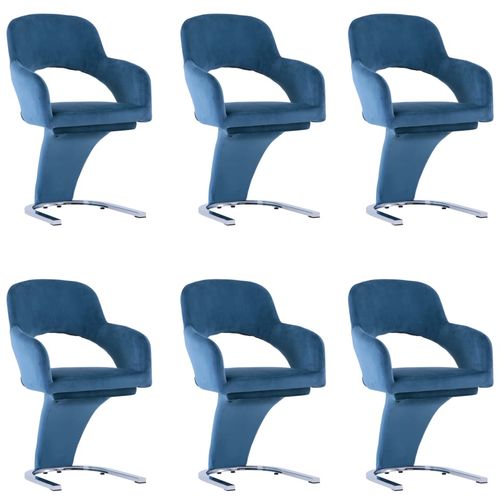 Blagovaonske stolice 6 kom plave baršunaste slika 12