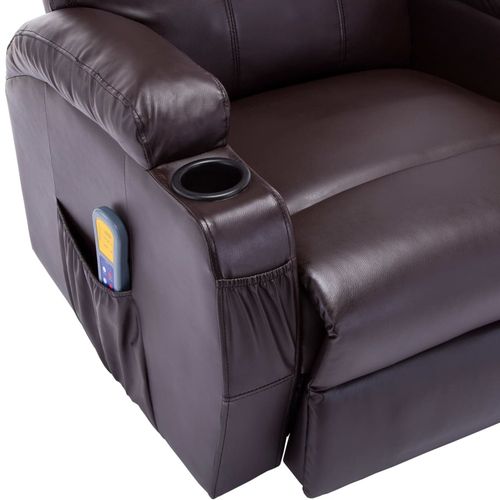 Električna ljuljajuća fotelja za masažu od umjetne kože smeđa slika 52