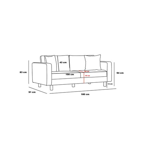 Atelier Del Sofa Dvosjed, Krem Crno, Berlin - Cream, Black slika 8