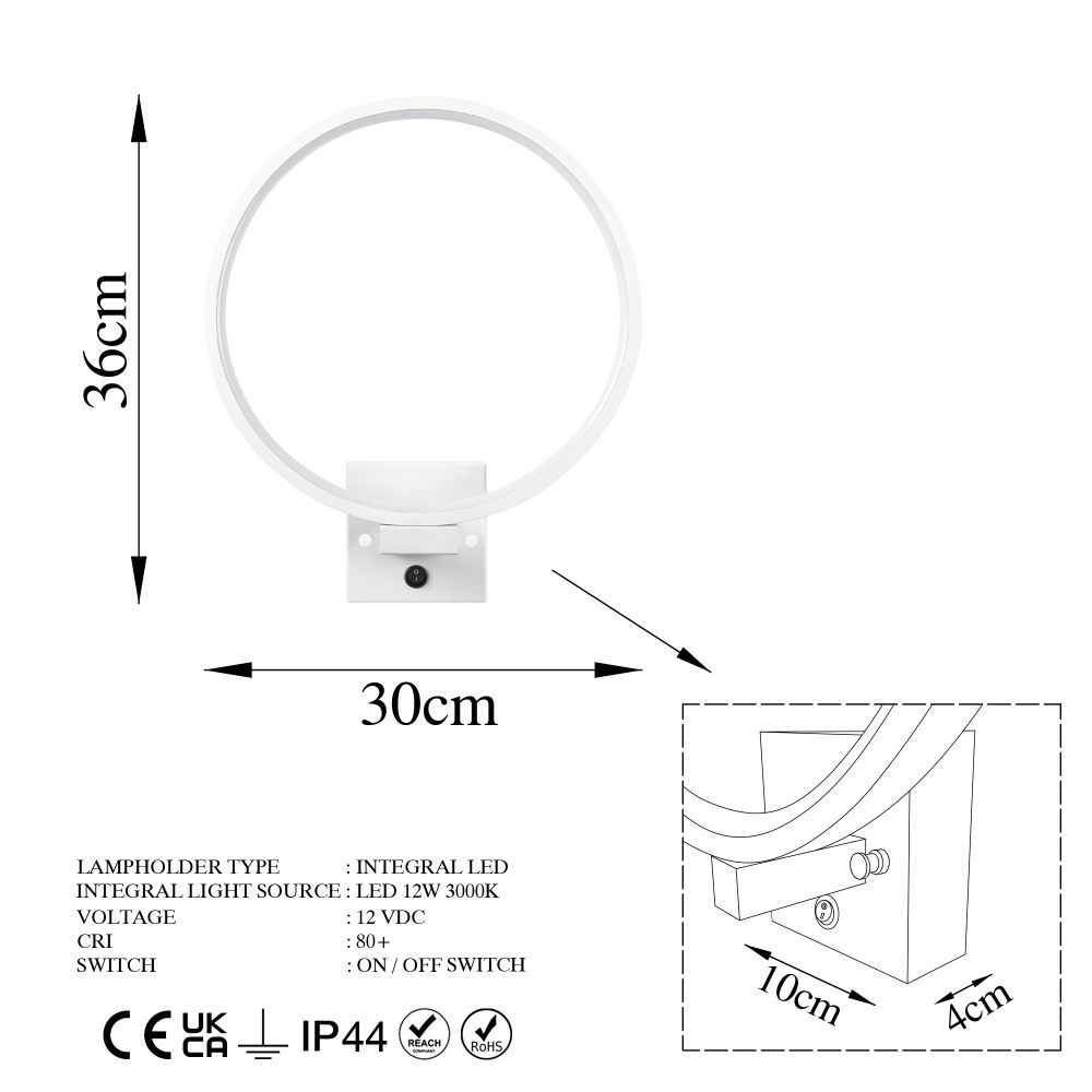 Halka - 13310 Bijela Zidna Lampa slika 8
