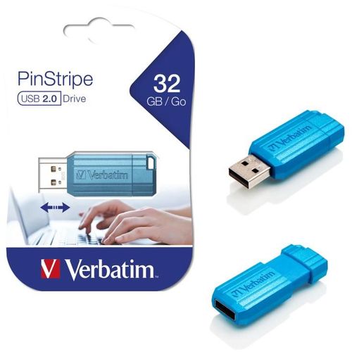 USB 32GB 2.0 Verbatim, Store'n'Go Pin Stripe, V049057, caribbean blue slika 1