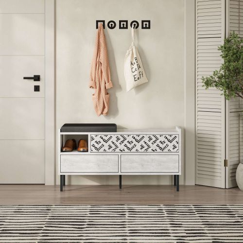 Heaton Shoe Bench - Ancient White White Shoe Cabinet slika 1