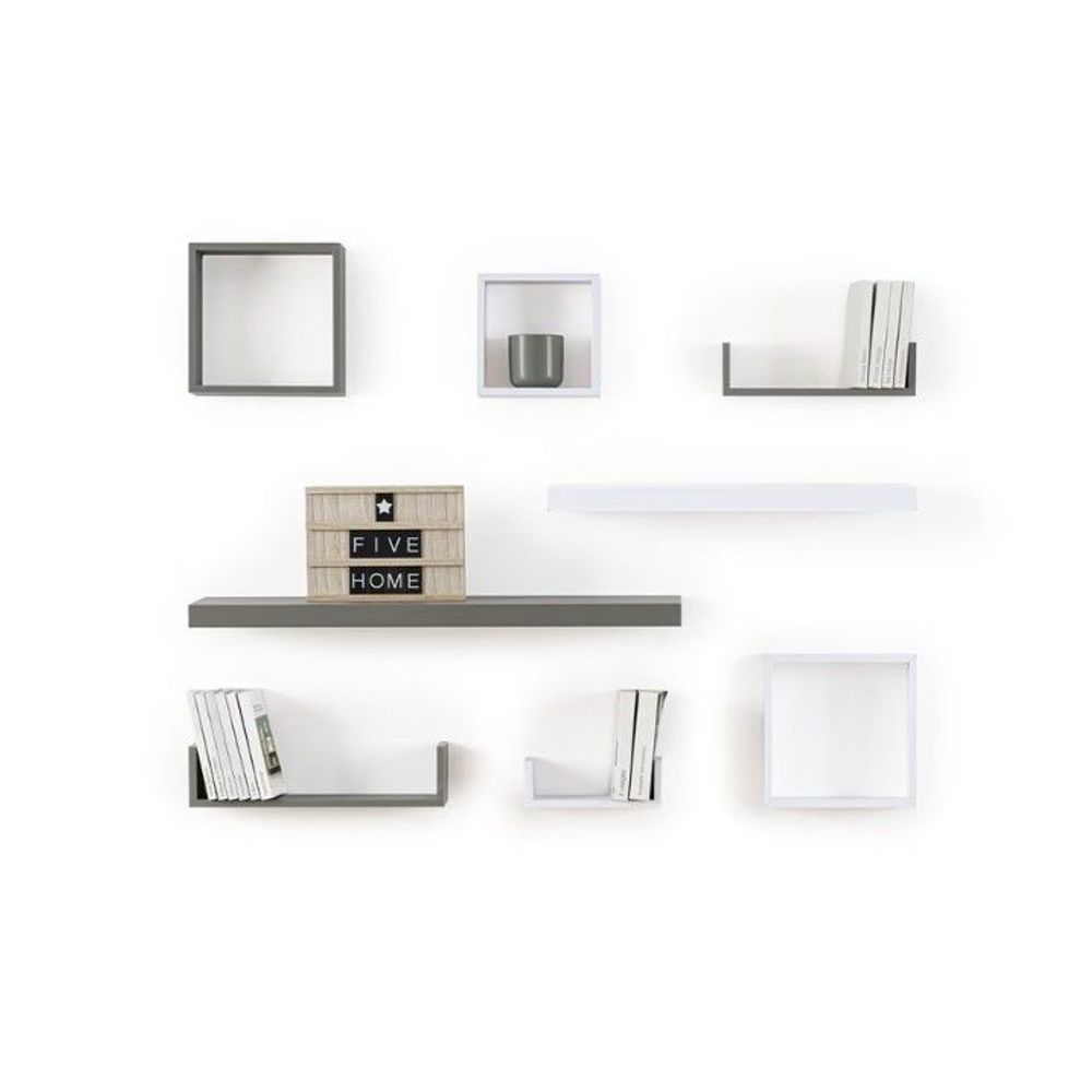 Five fixy set polica zidna 3kom kocka mdf bijela s slika 4
