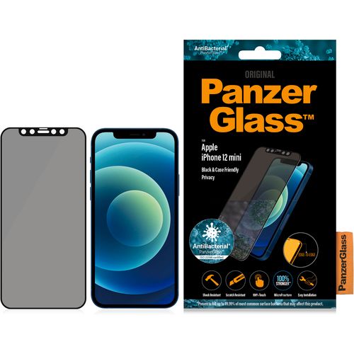 Panzerglass zaštitno staklo za iPhone 12 Mini case friendly privacy antibacterial black slika 1
