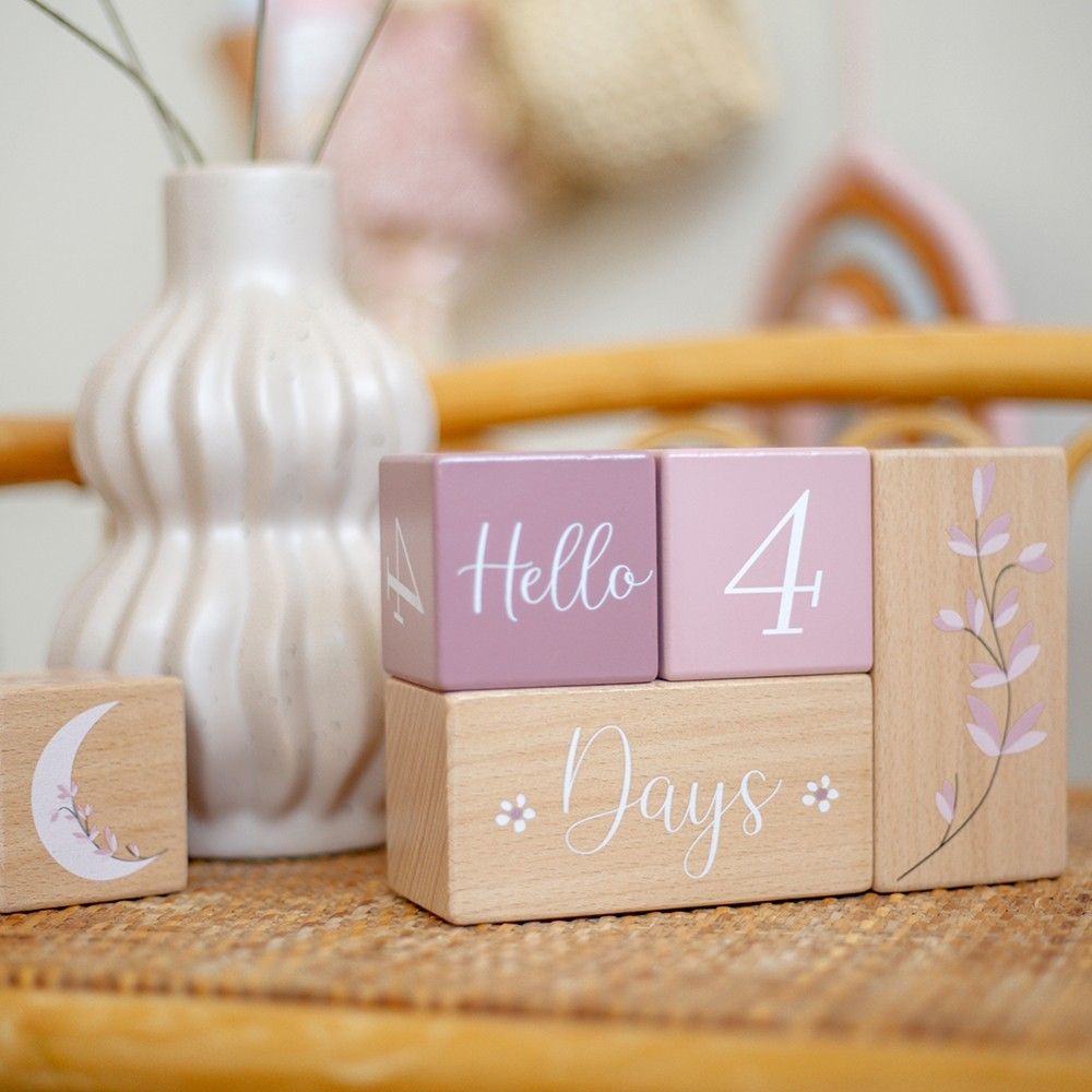 Label Label Drvene kocke Milestone, Pink slika 4