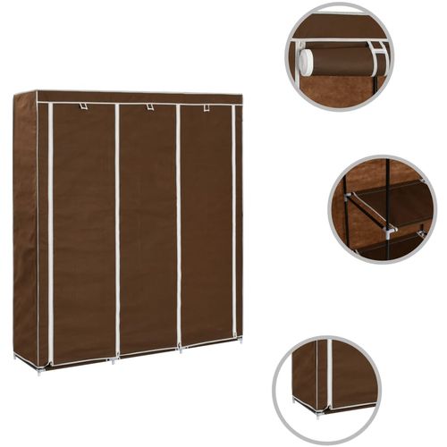 282454 Wardrobe with Compartments and Rods Brown 150x45x175 cm Fabric slika 4