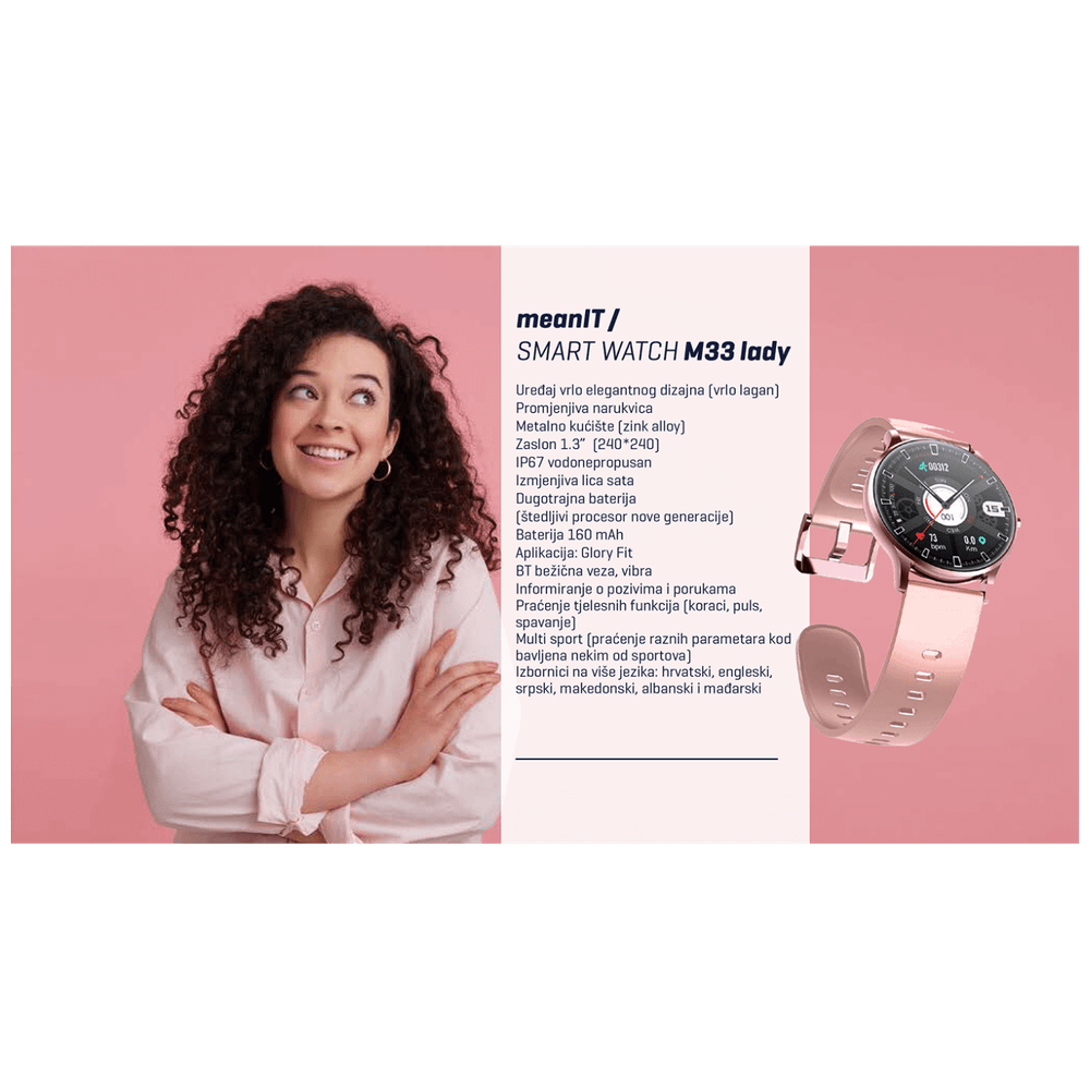 MeanIT Sat pametni, 1.3" ekran, multi sport, Bluetooth - M33 Lady slika 5
