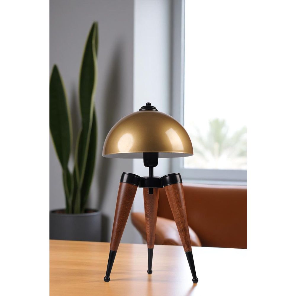 Opviq Stolna lampa 989, zlatna, orah slika 1