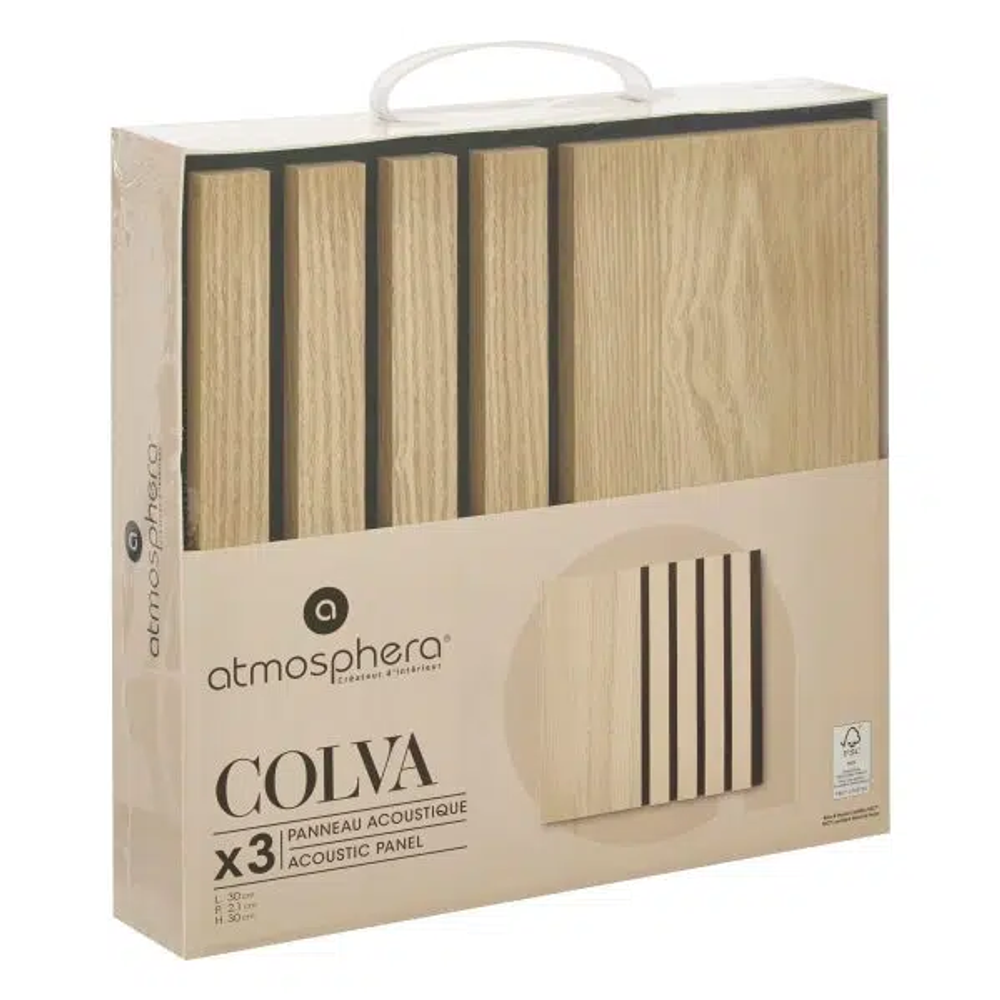 Atmosphera dekorativni zidni panel set 3/1 colva large 30 x 30 cm light wood, mdf slika 2
