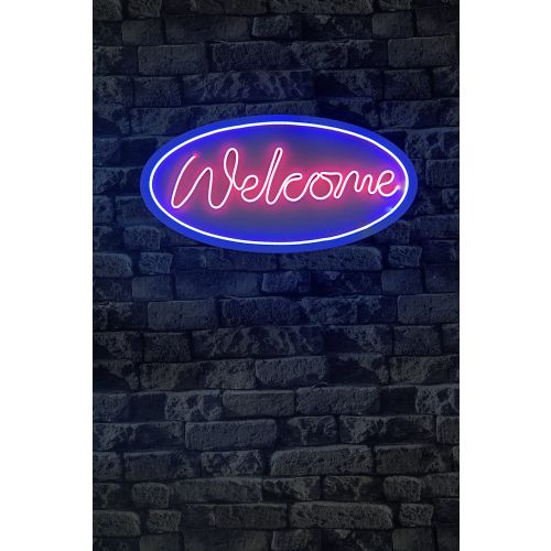 Wallity Ukrasna plastična LED rasvjeta, Welcome - Blue, Pink slika 2