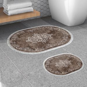 410616-O - Brown Brown Bathmat Set (2 Pieces)