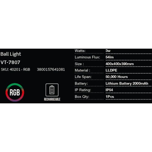 LED bežična punjiva rasvjeta — BALL slika 2