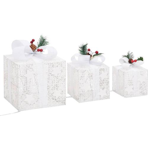 Ukrasne božićne kutije za poklone 3 kom bijele slika 5