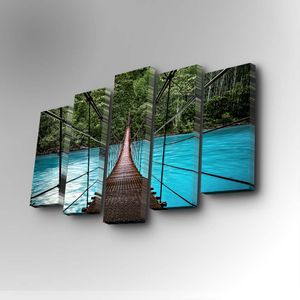 5PUC-026 Multicolor Decorative Canvas Painting (5 Pieces)