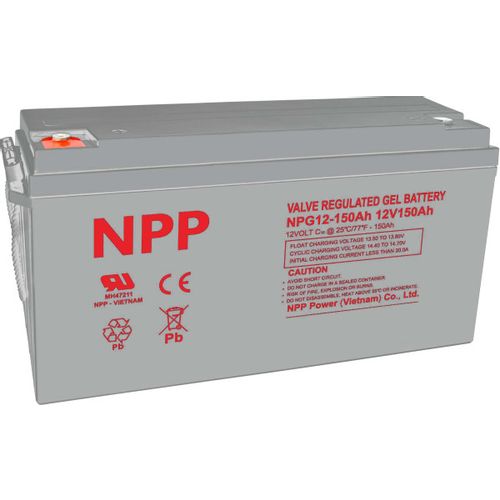 NPP NPG12V-150Ah, GEL BATTERY, C20=150AH, T16, 485*172*240*240, 38,5KG, Light grey slika 1