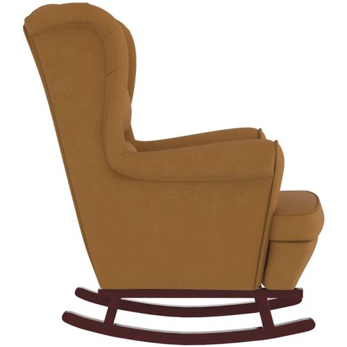 Fotelja za ljuljanje s drvenim nogama smeđa baršunasta slika 17