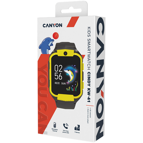 Pametni sat Canyon Cindy KW-41, 1.69" IPS, Nano SIM kartica, GSM, LTE, žuto/crni slika 8