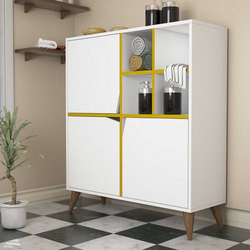 Woody Fashion Komoda s više namjena, Pulse - White, Yellow slika 3