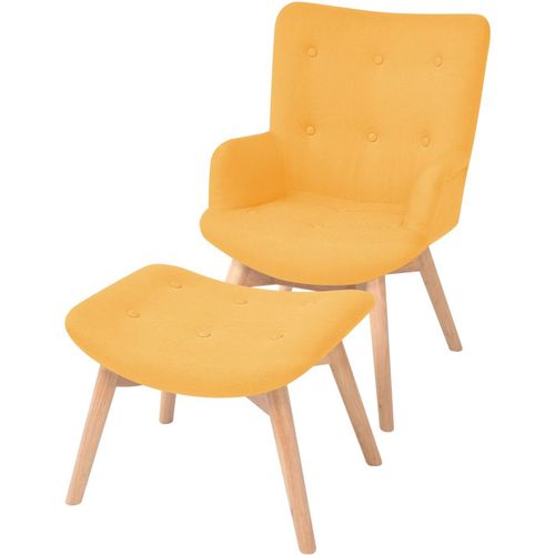 Fotelja s osloncem za noge od tkanine žuta slika 39
