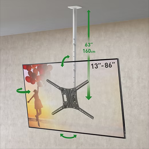 Barkan 4500L 13"-75" 3-pokretni patentirani TV stropni nosač bijeli slika 1