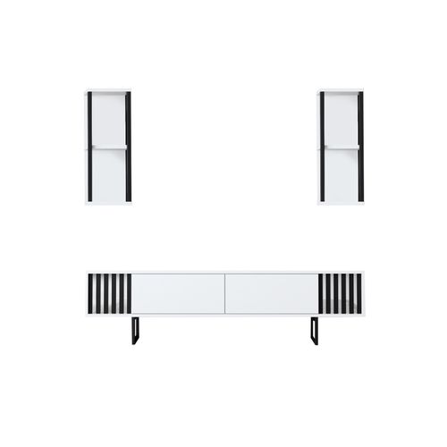 Woody Fashion Komoda za TV, Chrome Line - White, Black slika 7