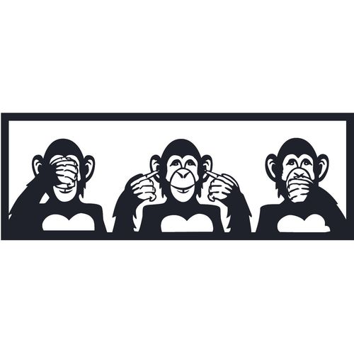 Wallity Metalna zidna dekoracija, Three Monkeys - L slika 1