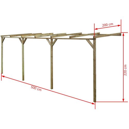 Potporna pergola 2 x 5 x 2,2 m drvena slika 1