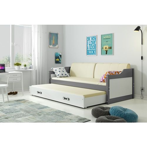 Drveni dječji krevet Dawid s dodatnim krevetom - 190*80 - grafit-bijeli slika 1