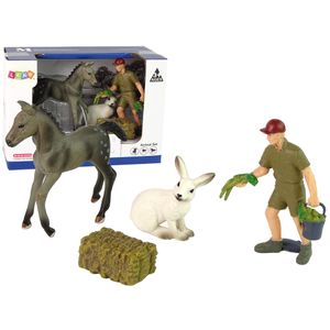 Set figurica farmer sa zecom i konjem sivi