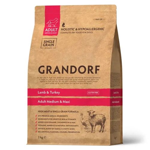 Grandorf Dog Adult Medium & Maxi Jagnjetina & Ćuretina 3kg slika 1