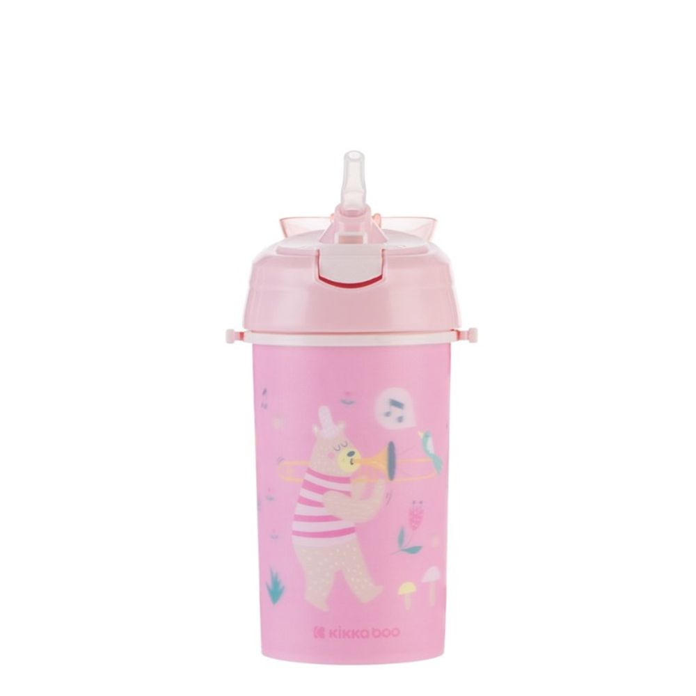 Kikka Boo Flašica za piće sa slamkom i remenom Music Fest 450ml, Pink slika 3