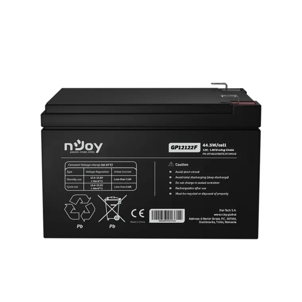 NJOY Baterija GP12122F T2/F2, 12V 12Ah  slika 1
