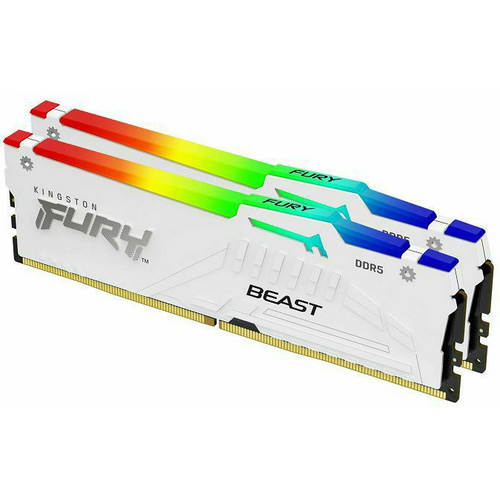 Memorija Kingston FURY Beast White RGB XMP 32GB (2x16GB) 6000MT/s DDR5 CL40 DIMM, KF560C40BWAK2-32 slika 1