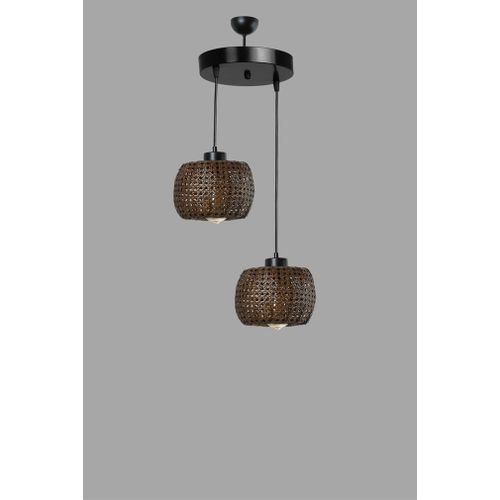 Tıger 2 Li Tepsili Ceviz Rattan Sarkıt Bronze Chandelier slika 2