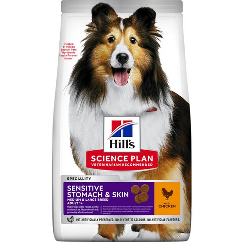 Hill's™ Science Plan Pas Sensitive Skin & Stomach Adult Medium s Piletinom, 2,5 kg slika 5