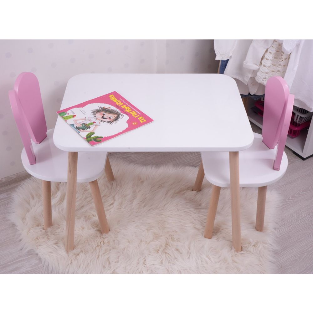 Bunny - set za za dječiju sobu (2 stolice, 1 sto) - roze i bijela  - izložbeni artikl (oštećenja ambalaža) slika 2