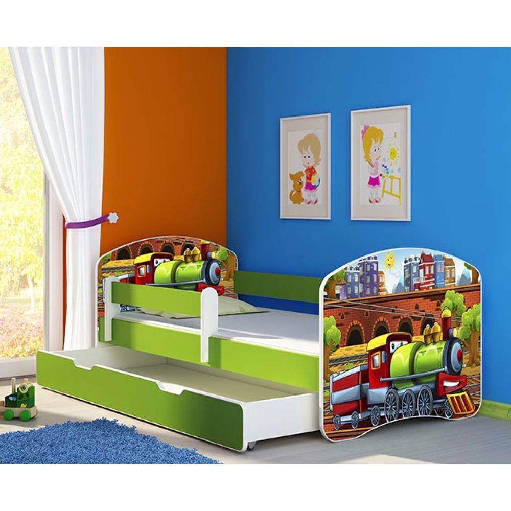 ACMA Dječiji krevet Acma II sa ladicom Green - 140x70cm - Dezen 44 slika 1