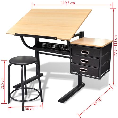 Radni stol s nagibom pločom i stolicom za crtanje slika 17