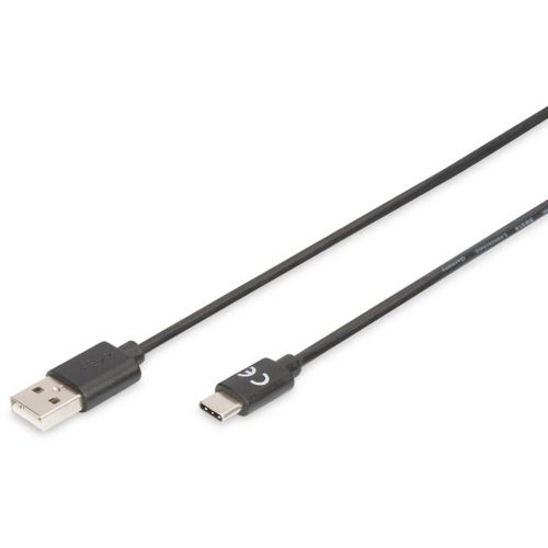 Digitus USB kabel USB 2.0 USB-A utikač, USB-C® utikač 1.00 m crna fleksibilan, zaštićen s folijom, pletena zaštita, sa zaštitom, dvostruko zaštićen, s USB AK-300154-010-S slika 1